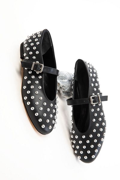 SOHO Black-Silver Women's Ballerinas 19688