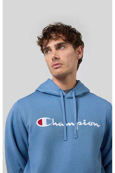Champion Script Shop Hooded Sweatshirt Mavi Erkek Kapüşonlu Sweatshirt-220253-BS099