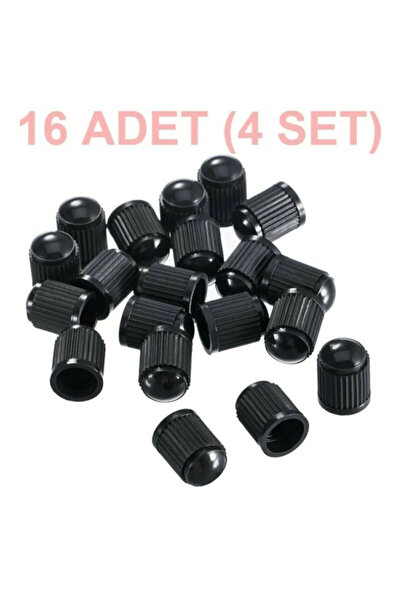 Genel Markalar 16 Adet Siyah Plastik Orijinal Standart Lastik Sibop Kapağı Se...