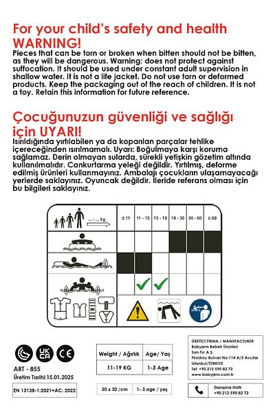 Babyjem 855 Çocuk Yüzme Yeleği/ Mavi