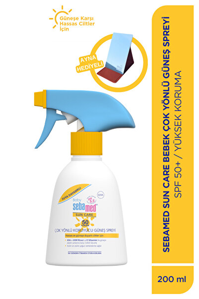 Sebamed Baby SPF 50+ UVA Korumalı UVB Filtreli Çok Yönlü Çocuk Güneş Spreyi 200 ml Seti - Ayna Hediyeli