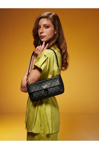 Pierre Cardin Geantă de umăr pentru femei Black Monogram 05PO25Y10327