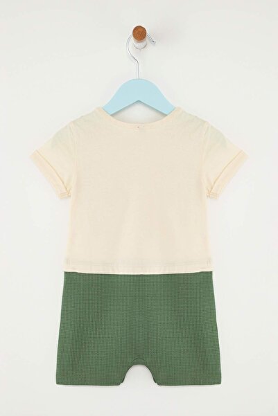 TRENDYOLKIDS Taş chlapeček Bavlněný pletený overal s texturou TKDSS25TU00021