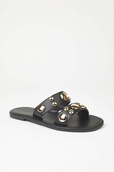 TRENDYOL SHOES Black Troc Detailed Fence Banded Women's Stylish Slippers Takss25Te00058
