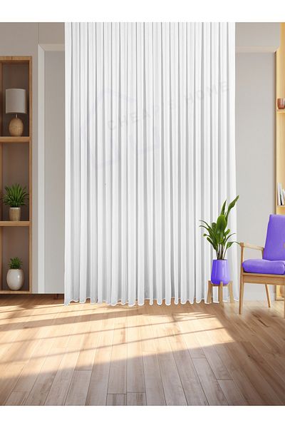 cheap's home Bamboo Slub No Crease, No Ironing, Tight Pleat (1/3) High Quality Tulle Curtain - Honeycomb Top