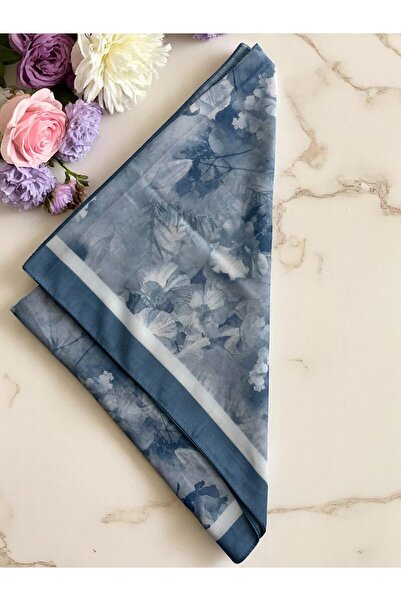 Lavena scarfs Șal moale digital din bumbac cu model floral din seria Flora - albastru