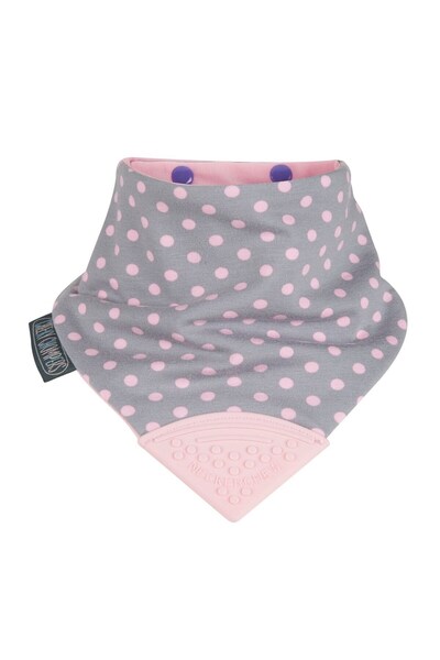 CHEEKY CHOMPERS مريلة-قطعة عنق وردية منقطة