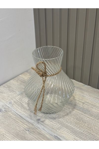 Snow Homs Vaza Decorativă din Sticlă cu Linia Cristal Clar Lux 20 Cm