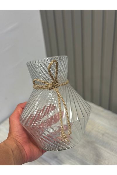 Snow Homs Vaza Decorativă din Sticlă cu Linia Cristal Clar Lux 20 Cm