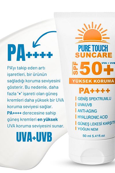 Pure Touch Spf 50+ Anti-Blemish Sunscreen / Pa++++ High Protection, Anti Aging, Face and Body Use