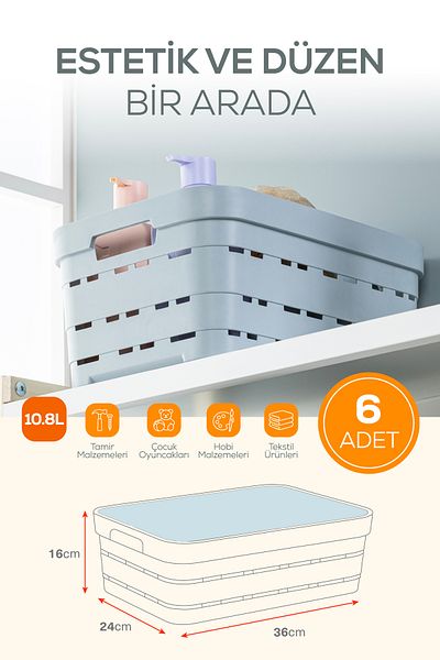 Vienev 10.8 Liter Storage Box with 6 Covers White