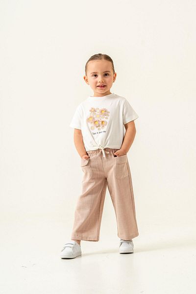 Magu Girl's Floral Printed T-Shirt and Pink Kete