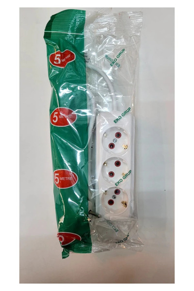 VİKO Eko Grup Marka Priz Topraklı Korumalı Uzatma Kablosu Grup Priz 3'lü 2 Metre