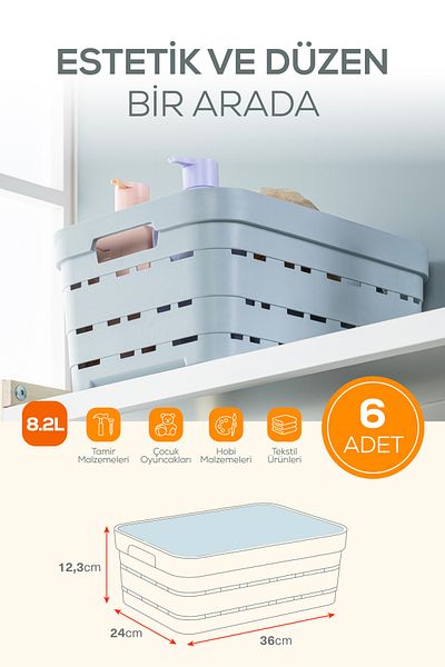 Vienev 8.2 Liter Storage Box with 6 Covers White