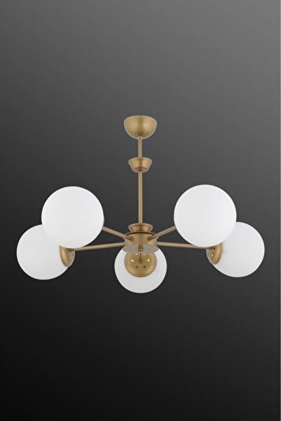 İstanbul Avize Nisa 5'lı Eskitme Beyaz Glop Camlı Avize