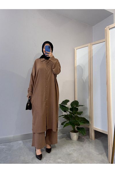 NİSUM MODA Bürümcük Long Cardigan Suit