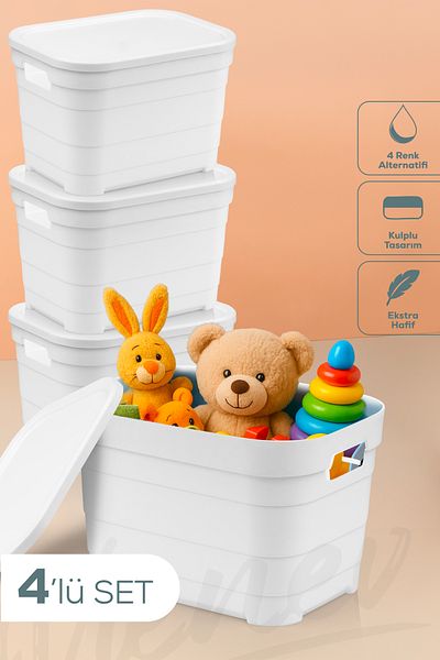 Vienev 5 Liter Storage Box with 4 Covers White