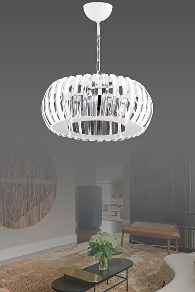 İstanbul Avize Venüs Beyaz 22 Cm T.tesisatlı Kristal Taşlı Avize