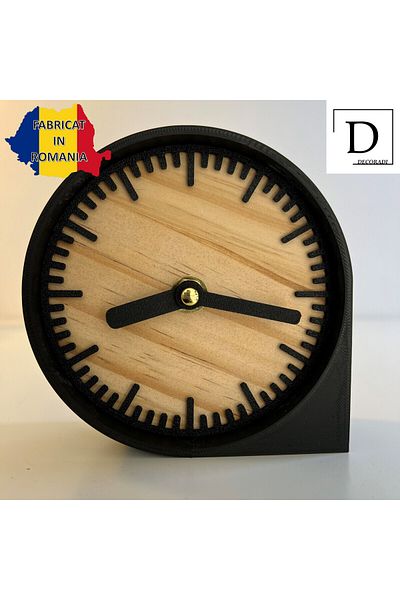 OEM Decorative clock "Tempo Natura", 11 cm, black, 3D printed from PLA (Bioplastic)