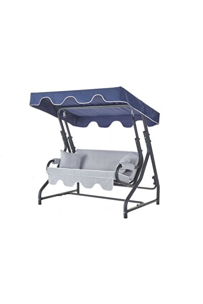 Erinöz Morus 2 Kişilik Bahçe Balkon Salıncağı - Minder: Lacivert Çizgili Tent...