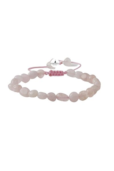 OSMANLI DOĞAL TAŞ Pink Quartz Natural Cut Natural Stone Bracelet