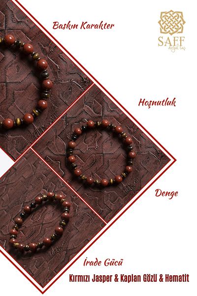 Saff Doğal Taş Certified Red Jasper, Tiger Eye & Hematite Natural Stone Bracelet – Saff Natural Stone