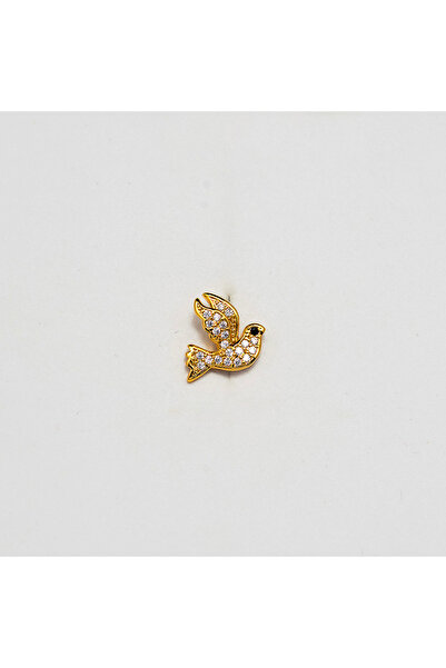 Piercing by Sever Güvercin Kuş Çelik Piercing Altın/Gold Renkli ve Şeffaf Taş...