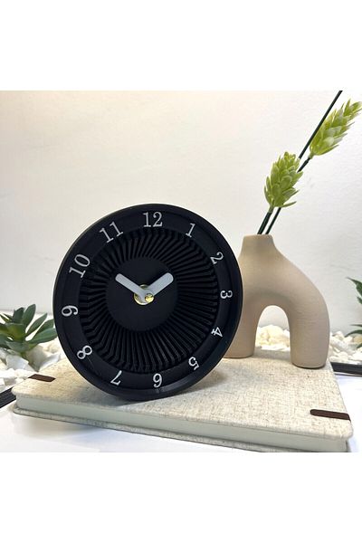 OEM Decorative clock "Orion Eco", 12 cm, black, 3D printed from PLA (Bioplastic)