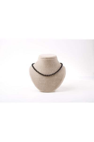 OSMANLI DEĞERLİ TAŞ Sertifikalı Obsidyen Doğaltaş Kolye 6 Mm, M582