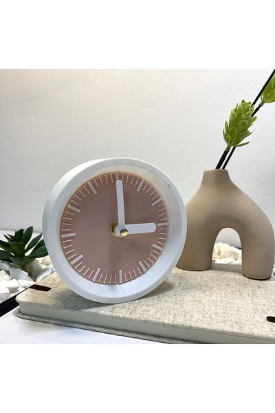 OEM Decorative clock "Kaleia", 11 cm, light pink, 3D printed from PLA (Bioplastic)