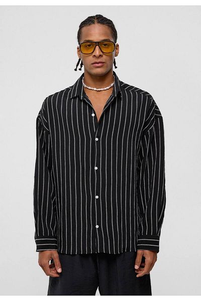 İLKCET MODA Ανδρικό πουκάμισο Oversize από υφαντό ύφασμα