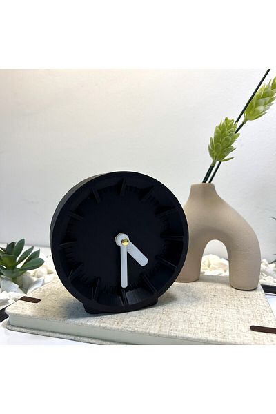 OEM Decorative clock "Shadow of Time", 11 cm, black, 3D printed from PLA (Bioplastic)