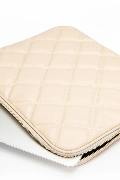 MORCA Τσάντα για σημειωματάριο με ιμάντα ώμου Θήκη για tablet laptop 15"-15,9" καπιτονέ δερμάτινο μπεζ