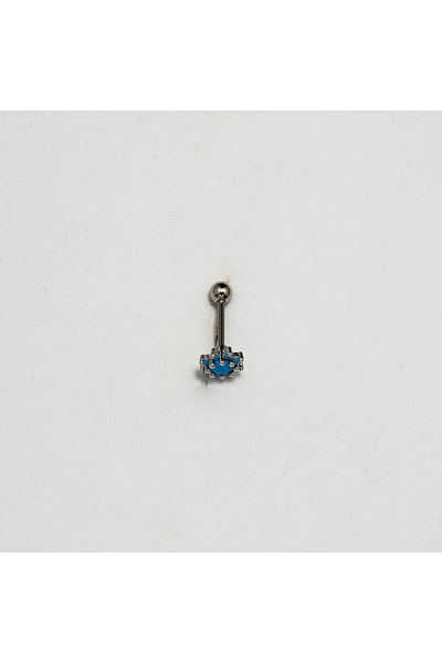 Piercing by Sever Turquoise Flower Steel Piercing Silver/Silver Color and Blue Stone (Targus Helix Conch Flat)