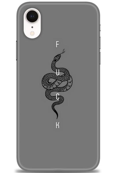 MRCİLETİSİM iPhone Xr Case Hd Printed Case - Black Snake + Full Screen Protector