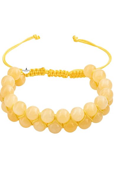 OSMANLI DOĞAL TAŞ Calcite 8 mm Double Row Macrame Natural Stone Bracelet