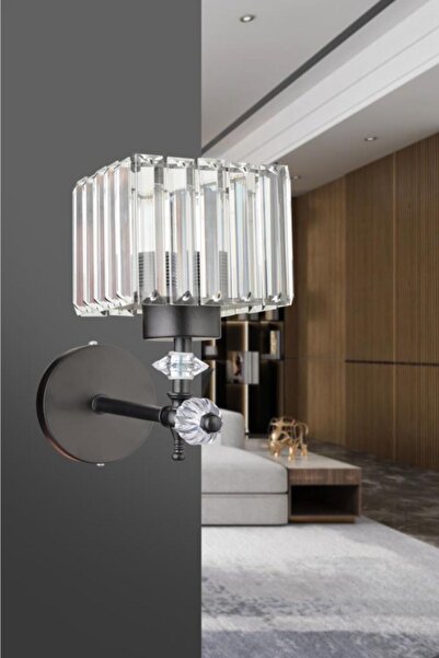 İstanbul Avize Cabo Single Black K-10 Crystal Stone Sconce