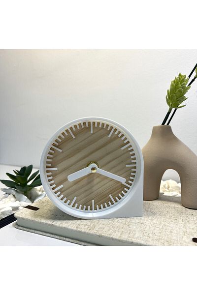 OEM Decorative clock "Tempo Natura", 11 cm, white, 3D printed from PLA (Bioplastic)