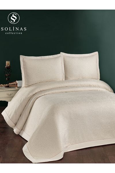 Solinas Collection Bellamira Cream – Mink Edge Double Bedspread