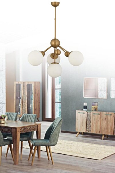 İstanbul Avize Larin 4'lü Eskitme Beyaz Glop Camlı Avize