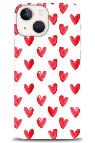 MRCİLETİSİM iPhone 15 Case Hd Printed Case - Red Tiny Hearts - Mrc
