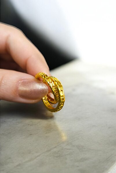 BEYZA DERELİ TAKI AKSESUAR 22 Ayar Fiziki Altın Kaplama Zincir Halka Küpe