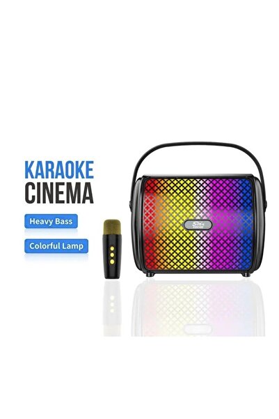 nextbuy Mini Kablosuz Mikrofonlu Bluetooth Hoparlör Multi-Medya Karaoke RGB LED Su Geçirmez Ses Bombası