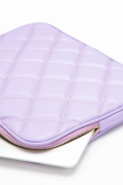 MORCA Τσάντα για σημειωματάριο με ιμάντα ώμου Θήκη για tablet laptop 15" - 15,9" καπιτονέ δερμάτινο λιλά