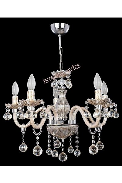 İstanbul Avize Almira 5 Li "krem" Cam Kollu Avize