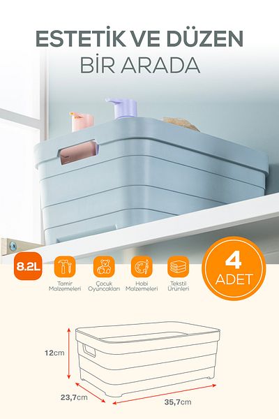 Vienev 4-Piece 8.2 Liter Storage Box White