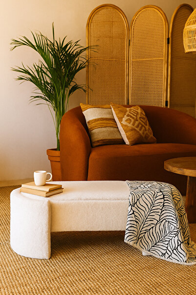 Zem Pesaro Sandıklı Bench, Welsoft Kumaş Beyaz