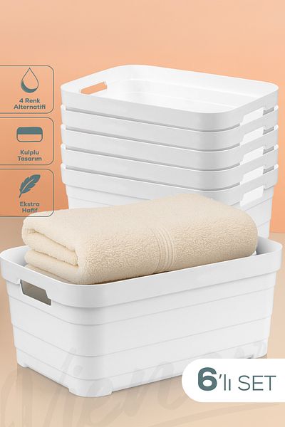 Vienev 6-Piece 10.8 Liter Storage Box White