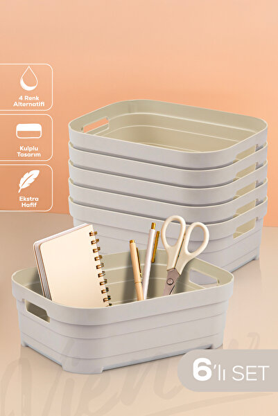 Vienev Cutie de depozitare 6 bucăți 2,8 litri Bej