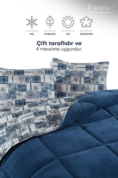 Formeya Çift Kişilik Lüx Wellsoft Yorgan Çift Taraflı Yastık Kılıflı 195x215 cm Yorgan + Yastık Kılıfı Set